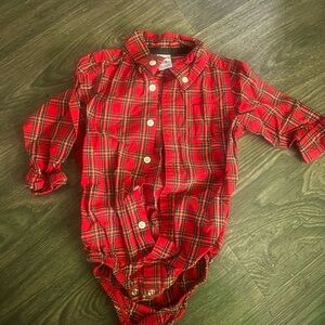 Carter's Red Plaid Button Down Onesie